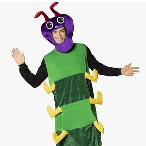 Unisex Adult Caterpillar Costume - Purple, Yellow, Green, Wore 1x, Like New